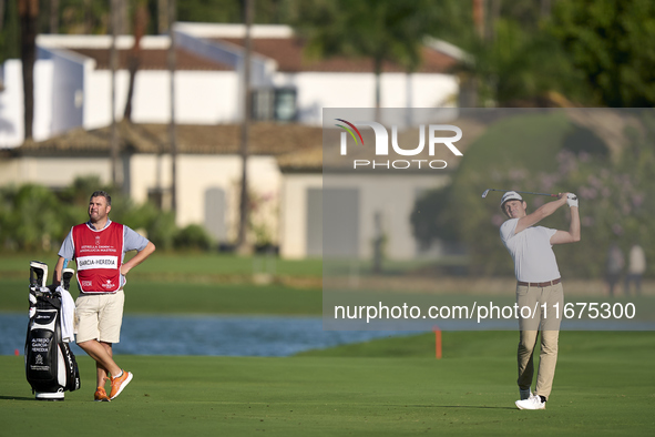 Alfredo Garcia-Heredia of Spain plays his second shot on the 14th hole on day one of the Estrella Damm N.A. Andalucia Masters 2024 at Real C...