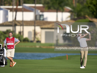 Alfredo Garcia-Heredia of Spain plays his second shot on the 14th hole on day one of the Estrella Damm N.A. Andalucia Masters 2024 at Real C...