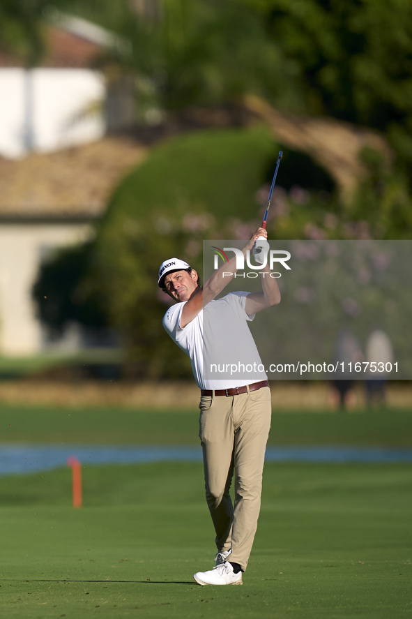 Alfredo Garcia-Heredia of Spain plays his second shot on the 14th hole on day one of the Estrella Damm N.A. Andalucia Masters 2024 at Real C...