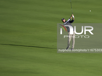 Jeff Winther of Denmark plays his second shot on the 14th hole on day one of the Estrella Damm N.A. Andalucia Masters 2024 at Real Club de G...