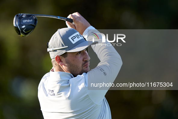 Thriston Lawrence of South Africa tees off on the 12th hole on day one of the Estrella Damm N.A. Andalucia Masters 2024 at Real Club de Golf...