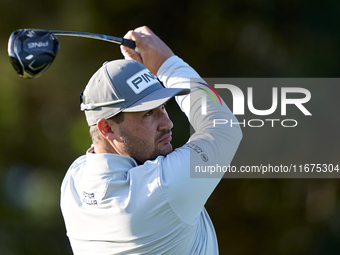 Thriston Lawrence of South Africa tees off on the 12th hole on day one of the Estrella Damm N.A. Andalucia Masters 2024 at Real Club de Golf...