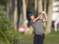 Ugo Coussaud of France plays his second shot on the 14th hole on day one of the Estrella Damm N.A. Andalucia Masters 2024 at Real Club de Go...