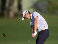 Rikuya Hoshino of Japan plays his third shot on the 14th hole on day one of the Estrella Damm N.A. Andalucia Masters 2024 at Real Club de Go...