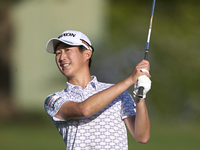 Rikuya Hoshino of Japan plays his third shot on the 14th hole on day one of the Estrella Damm N.A. Andalucia Masters 2024 at Real Club de Go...