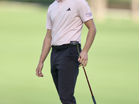 Rasmus Hojgaard of Denmark reacts on the 14th green on day one of the Estrella Damm N.A. Andalucia Masters 2024 at Real Club de Golf Sotogra...