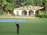 Matt Wallace of England plays his second shot on the 14th hole on day one of the Estrella Damm N.A. Andalucia Masters 2024 at Real Club de G...