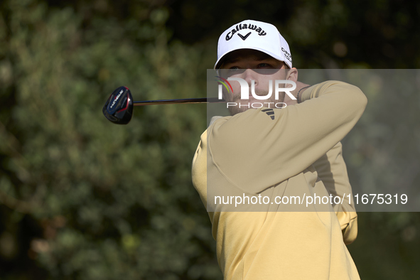 Nicolai Hojgaard of Denmark tees off on the 15th hole on day one of the Estrella Damm N.A. Andalucia Masters 2024 at Real Club de Golf Sotog...