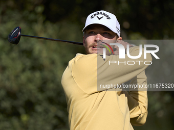 Nicolai Hojgaard of Denmark tees off on the 15th hole on day one of the Estrella Damm N.A. Andalucia Masters 2024 at Real Club de Golf Sotog...