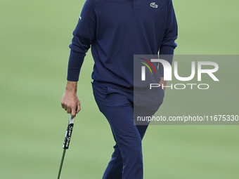 Yannik Paul of Germany reacts on the 14th green on day one of the Estrella Damm N.A. Andalucia Masters 2024 at Real Club de Golf Sotogrande...