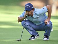 Pablo Larrazabal of Spain studies his shot on the 14th green on day one of the Estrella Damm N.A. Andalucia Masters 2024 at Real Club de Gol...