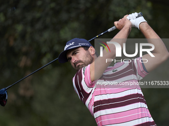 Antoine Rozner of France tees off on the 15th hole on day one of the Estrella Damm N.A. Andalucia Masters 2024 at Real Club de Golf Sotogran...