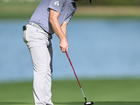 Sam Bairstow of England plays a shot on the 14th green on day one of the Estrella Damm N.A. Andalucia Masters 2024 at Real Club de Golf Soto...