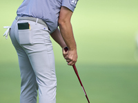 Sam Bairstow of England plays a shot on the 14th green on day one of the Estrella Damm N.A. Andalucia Masters 2024 at Real Club de Golf Soto...