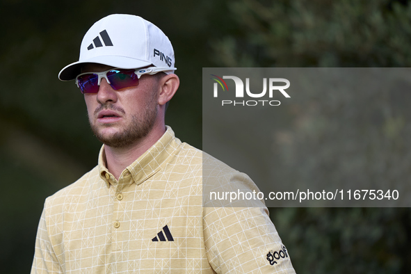 Connor Syme of Scotland looks at the 15th hole on day one of the Estrella Damm N.A. Andalucia Masters 2024 at Real Club de Golf Sotogrande i...