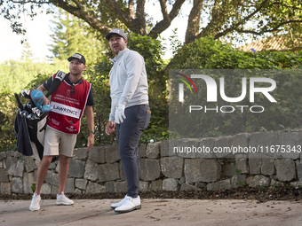 Thriston Lawrence of South Africa studies his third shot on the 14th hole on day one of the Estrella Damm N.A. Andalucia Masters 2024 at Rea...