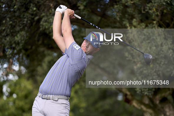 Sam Bairstow of England tees off on the 15th hole on day one of the Estrella Damm N.A. Andalucia Masters 2024 at Real Club de Golf Sotogrand...