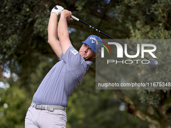 Sam Bairstow of England tees off on the 15th hole on day one of the Estrella Damm N.A. Andalucia Masters 2024 at Real Club de Golf Sotogrand...