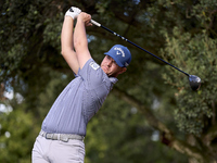 Sam Bairstow of England tees off on the 15th hole on day one of the Estrella Damm N.A. Andalucia Masters 2024 at Real Club de Golf Sotogrand...