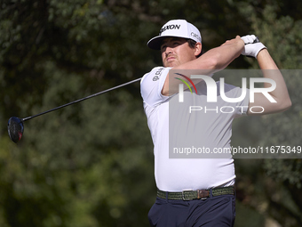 Darius Van Driel of the Netherlands tees off on the 15th hole on day one of the Estrella Damm N.A. Andalucia Masters 2024 at Real Club de Go...