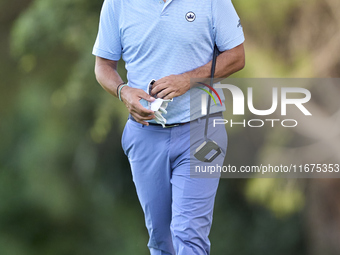 Pablo Larrazabal of Spain reacts on the 14th green on day one of the Estrella Damm N.A. Andalucia Masters 2024 at Real Club de Golf Sotogran...