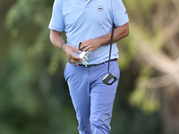 Pablo Larrazabal of Spain reacts on the 14th green on day one of the Estrella Damm N.A. Andalucia Masters 2024 at Real Club de Golf Sotogran...