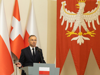 Andrzej Duda president of Poland during press conference in Warsaw, Poland on October 17, 2024. (