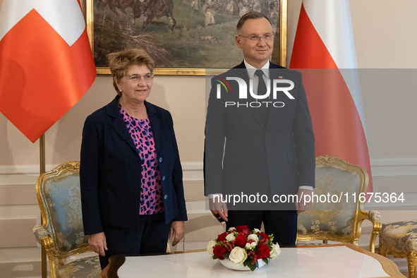 Viola Amherd president of the Swiss Confederation, Andrzej Duda president of Poland during official welcome ceremony of the President of the...