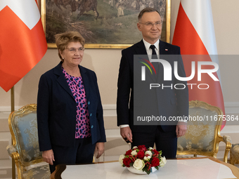 Viola Amherd president of the Swiss Confederation, Andrzej Duda president of Poland during official welcome ceremony of the President of the...