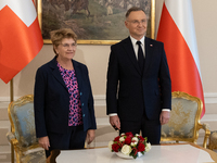 Viola Amherd president of the Swiss Confederation, Andrzej Duda president of Poland during official welcome ceremony of the President of the...