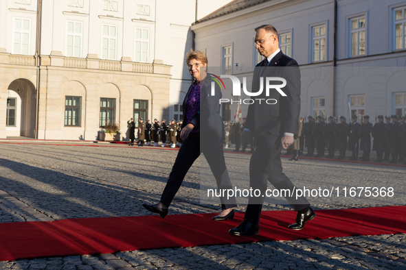 Viola Amherd president of the Swiss Confederation, Andrzej Duda president of Poland during official welcome ceremony of the President of the...