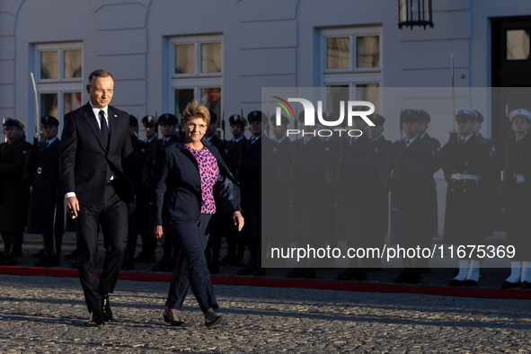 Viola Amherd president of the Swiss Confederation, Andrzej Duda president of Poland during official welcome ceremony of the President of the...