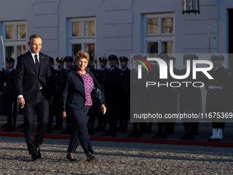 Viola Amherd president of the Swiss Confederation, Andrzej Duda president of Poland during official welcome ceremony of the President of the...