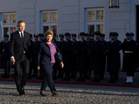 Viola Amherd president of the Swiss Confederation, Andrzej Duda president of Poland during official welcome ceremony of the President of the...