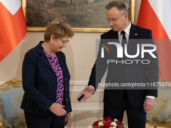 Viola Amherd president of the Swiss Confederation, Andrzej Duda president of Poland during official welcome ceremony of the President of the...