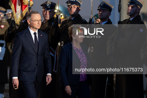 Viola Amherd president of the Swiss Confederation, Andrzej Duda president of Poland during official welcome ceremony of the President of the...