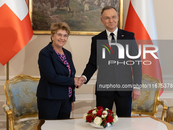 Viola Amherd president of the Swiss Confederation, Andrzej Duda president of Poland during official welcome ceremony of the President of the...