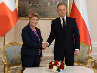 Viola Amherd president of the Swiss Confederation, Andrzej Duda president of Poland during official welcome ceremony of the President of the...