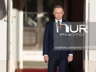 Andrzej Duda president of Poland during official welcome ceremony of the President of the Swiss Confederation in Warsaw, Poland on October 1...