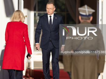 Andrzej Duda president of Poland during official welcome ceremony of the President of the Swiss Confederation in Warsaw, Poland on October 1...