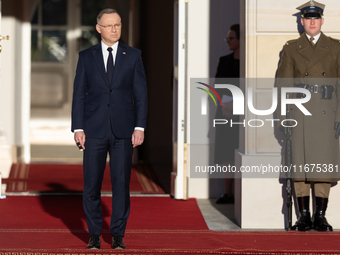 Andrzej Duda president of Poland during official welcome ceremony of the President of the Swiss Confederation in Warsaw, Poland on October 1...