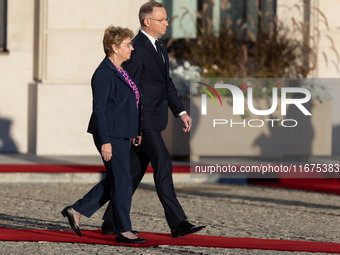 Viola Amherd president of the Swiss Confederation, Andrzej Duda president of Poland during official welcome ceremony of the President of the...