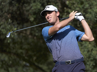 Renato Paratore of Italy tees off on the 15th hole on day one of the Estrella Damm N.A. Andalucia Masters 2024 at Real Club de Golf Sotogran...