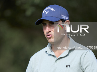 Filippo Celli of Italy reacts on the 15th hole on day one of the Estrella Damm N.A. Andalucia Masters 2024 at Real Club de Golf Sotogrande i...