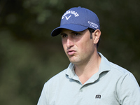 Filippo Celli of Italy reacts on the 15th hole on day one of the Estrella Damm N.A. Andalucia Masters 2024 at Real Club de Golf Sotogrande i...