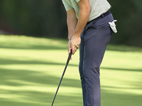 Filippo Celli of Italy plays a shot on the 14th green on day one of the Estrella Damm N.A. Andalucia Masters 2024 at Real Club de Golf Sotog...