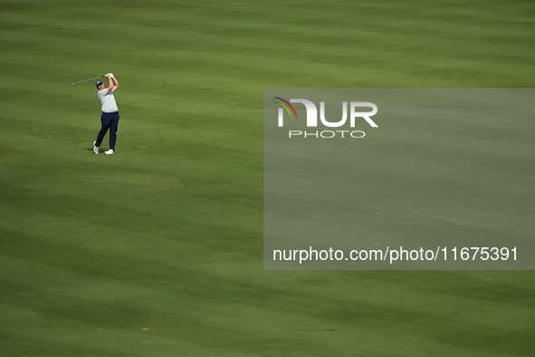 Marcus Armitage of England plays his second shot on the 14th hole on day one of the Estrella Damm N.A. Andalucia Masters 2024 at Real Club d...