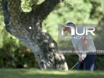 Marcus Armitage of England approaches his ball on the 14th green on day one of the Estrella Damm N.A. Andalucia Masters 2024 at Real Club de...