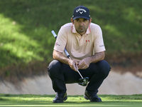 Fabrizio Zanotti of Paraguay studies his shot on the 14th green on day one of the Estrella Damm N.A. Andalucia Masters 2024 at Real Club de...