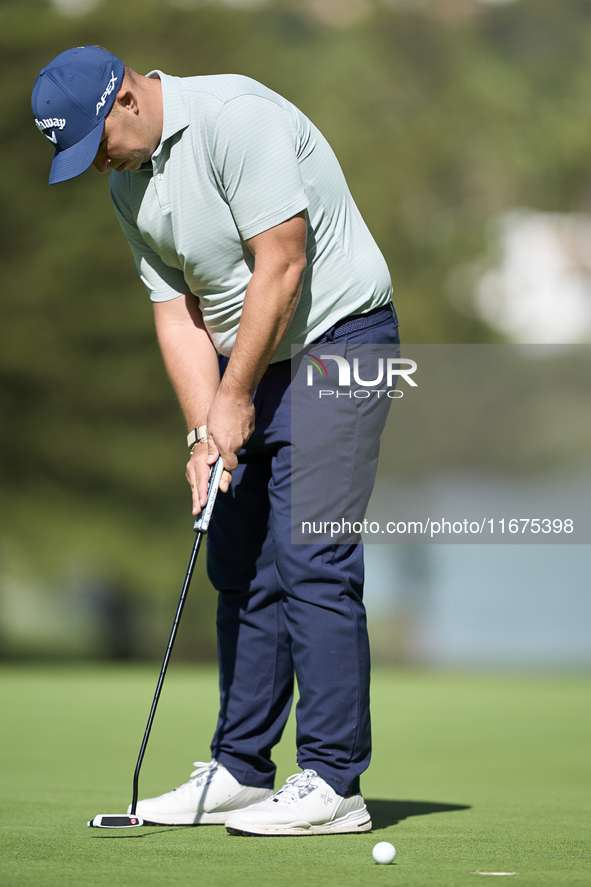 Marcus Armitage of England plays a shot on the 14th green on day one of the Estrella Damm N.A. Andalucia Masters 2024 at Real Club de Golf S...